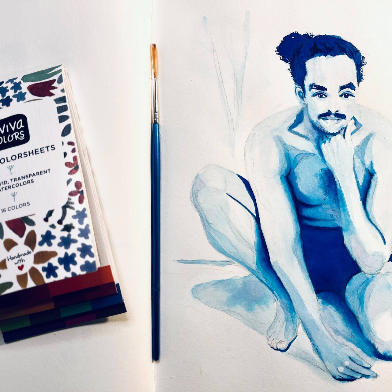 Monochromatic Watercolor Value Study of a Crouching Figure with @AdrienneHodgeArt